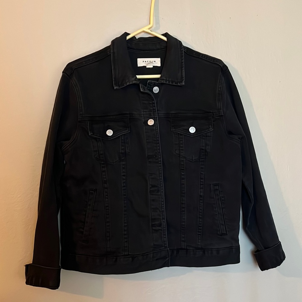 Womens denim jacket with back embroidery